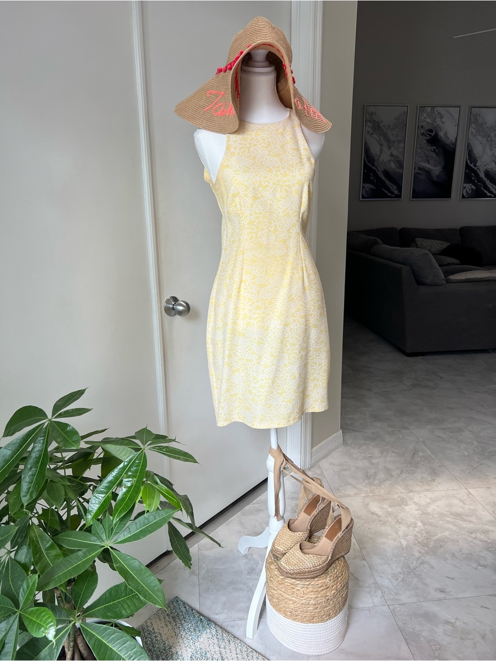 Sunlit Yellow Halter Mini Dress